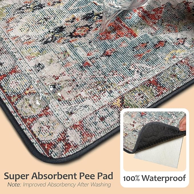 Washable Pee Pads for Dogs, Reusable Puppy Potty Training Pads, Ultra-Absorbent Thick Waterproof Leak-Proof Non-Slip Pads & Mat for Crate, Playpen, Floor, Whelping & Housebreaking , 2 Pack 24"x48"