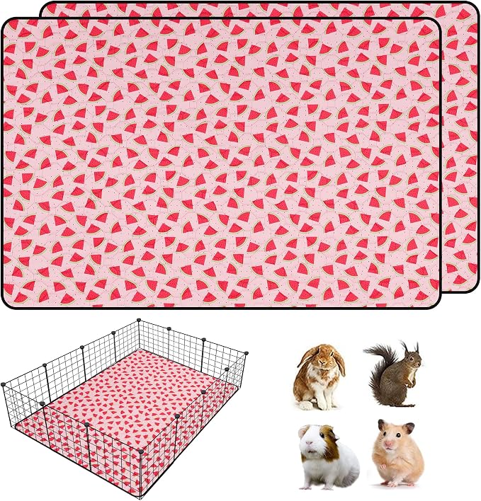 2 PCS Guinea Pig Cage Liner, Reusable Waterproof Guinea Pig Liner, Washable Small Animals Bedding, Super Absorbent Pet Pee Pads Guinea Pig Mats, Rabbit Mats for Cages (42 * 56 inch)