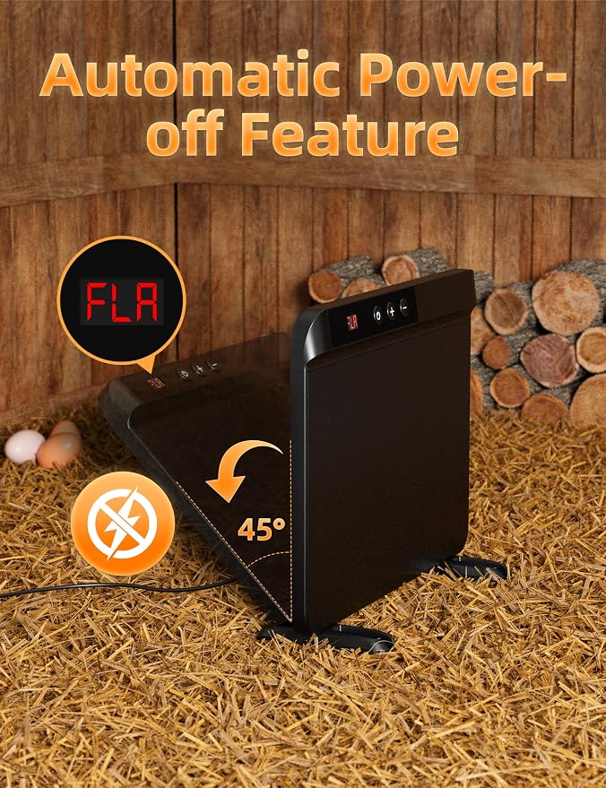 HOPOCO Smart Chicken Coop Heater with Efficient Thermostat, Compatible with Timers & Temp Controllers, 200W Safe Inside Radiant Flat Panel Warmer, Remote-Adjustable for Pets & Animals in Winter