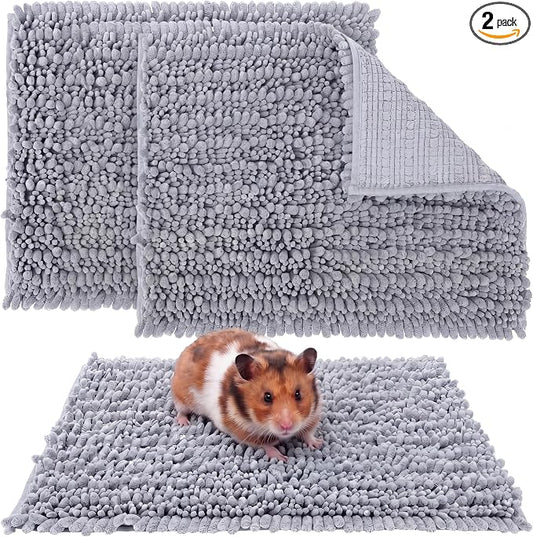 Amylove 2 Pack Guinea Pig Cage Liner Washable Fleece Pee Pad, Dark Gray Indoor Dog Mat, Absorbent Training Bedding for Small Animal Puppy Bunny Hamster Chinchilla Ferret (12 x 12 Inches)