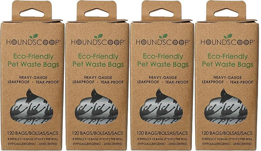 HOUNDSCOOP® Dog Poop Bags, Leak Proof and Heavy Gauge Waste Bag Refill Rolls For Dogs, 480 Count (4-Pack)