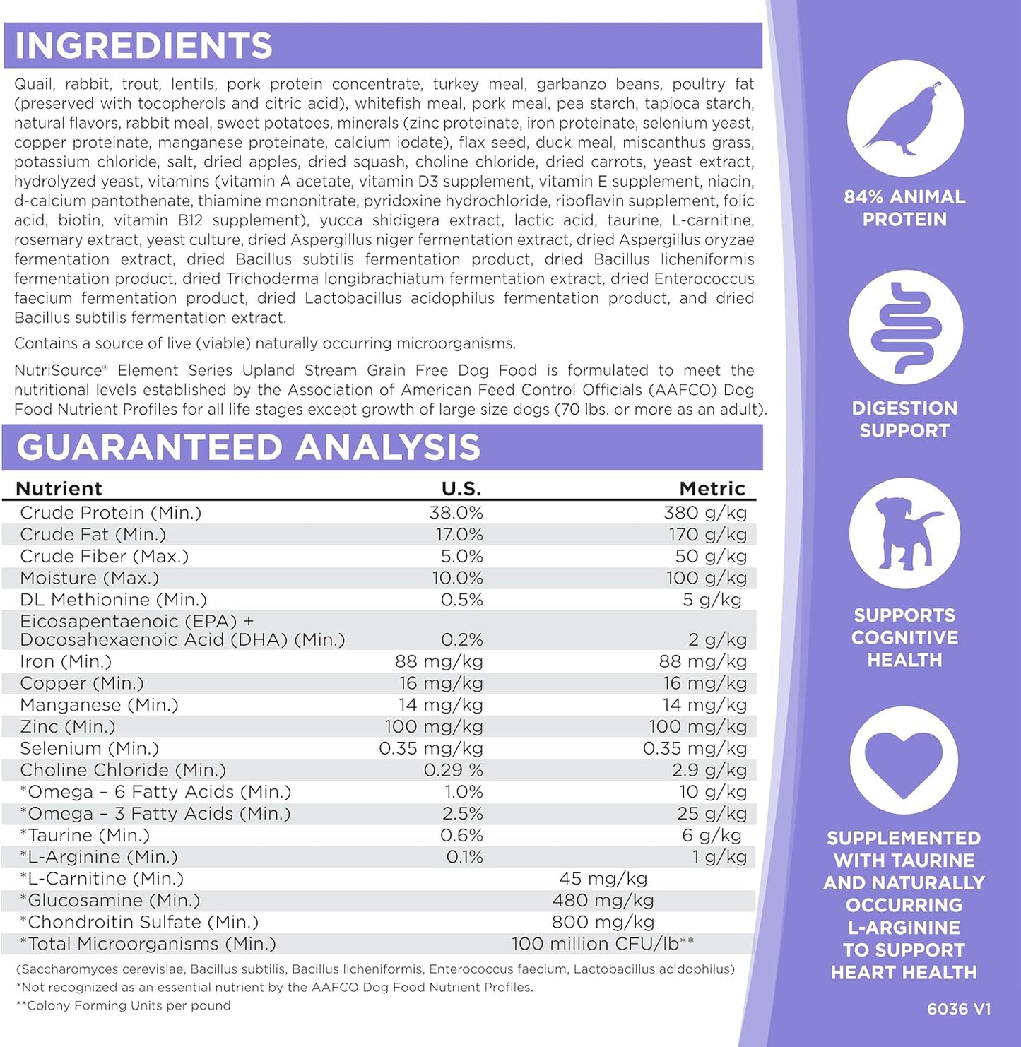 NutriSource Element Series Upland Stream Dry Dog Food, Quail, Rabbit & Trout, 24LB