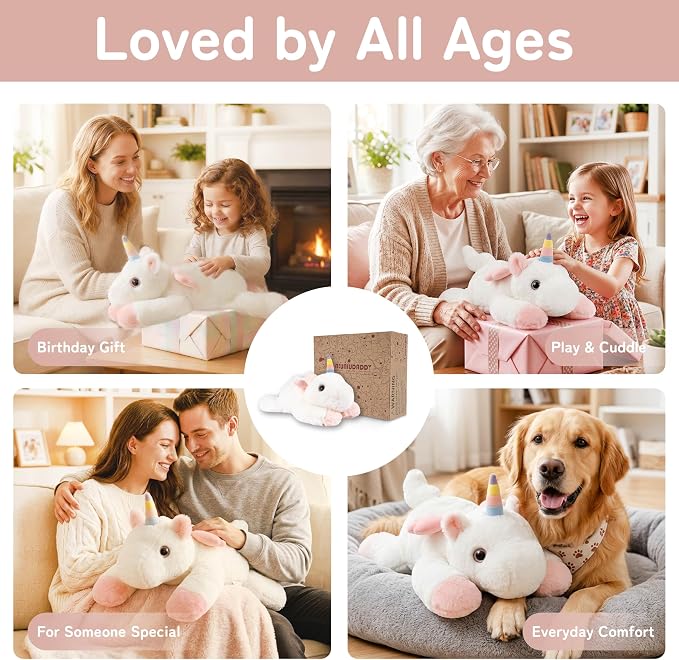 Niuniu Daddy 20" 3.3 lb Weighted Unicorn Stuffed Animal for Adults Kids, Giant Large Plush Toy, Soft Body Pillow for Sleeping, Huggable Gift for Everyday Comfort