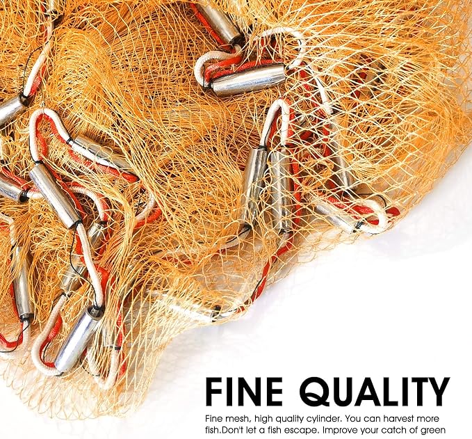 Nylon Multfilament Cast Net, 4FT/6FT/8FT/10FT/12FT American Style Hand Throwing Fishing Net with Zinc Plated Weights for Saltwater and Freshwater