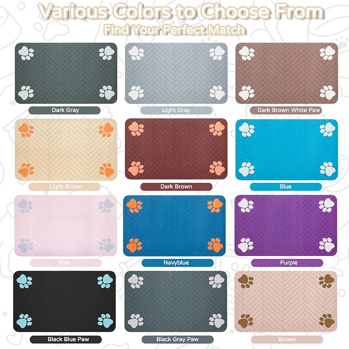 Pet Feeding Mat-Absorbent Dog Feeding Mat for Food and Water Bowl,No Stains Pet Placemat,Quick Drying Water Dispenser Mat for Dog and Cat,Easy to Clean Dog Accessories(M,Light Brown)