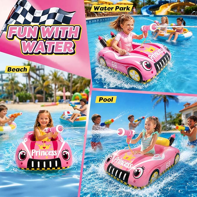 Inflatable Pool Floats for Kids with Water Gun, Race Car Toddler Pool Float for Boys, Ride-on Pool Toy with Built-in Squirt Gun Unlimited Ammo,CPC Certified Summer Outdoor Water Toys Ages 3-8