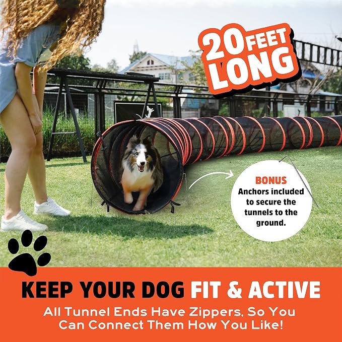 Hide N Side Kids Play Tunnels, Indoor Outdoor Crawl Through Tunnel for Kids Dog Toddler Babies Children, Pop up Tunnel Gift Toy (Orange/Black, 4 Way)