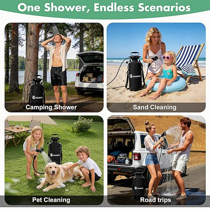 Portable Shower, 2.1 Gallon (8L) Portable Water Sprayer for Camping, Beach, Surfing, Hiking & Travel | Camping Shower with 10 Spray Modes, Nylon Insulated Cover, Orange