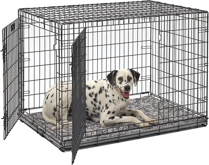 MidWest Homes for Pets Quiet Time Reversible Crate Pan Cover 42' Gray Floral/Fleece