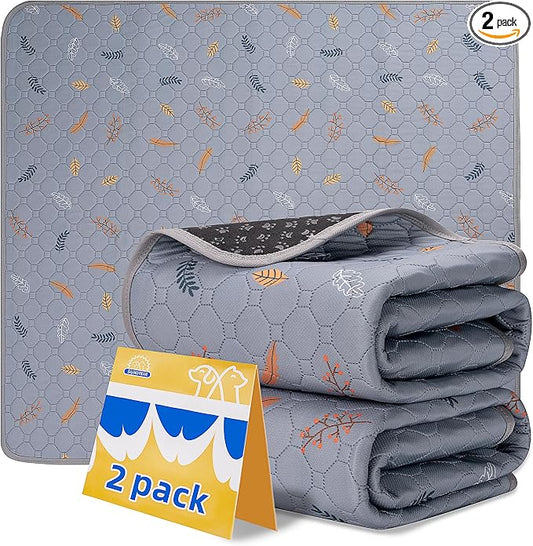 Sunheir Washable Pee Pads for Dogs - 2-Pack Thick Heavy-Absorbency Reusable Pee Pads Prevent Leakage Non-Slip, Waterproof Pet Training Pads for Puppy Playpen, Crate, Whelping Box, Potty Training