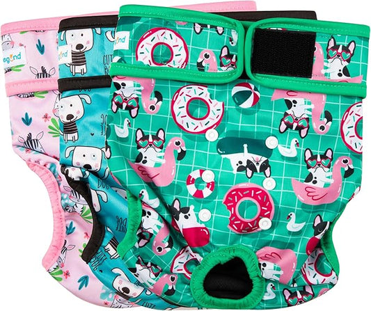 Paw Legend Washable Reusable Female Dog Period Diapers for Heat Doggie Puppy Diapers for Female Dogs (3 Pack, Medium)