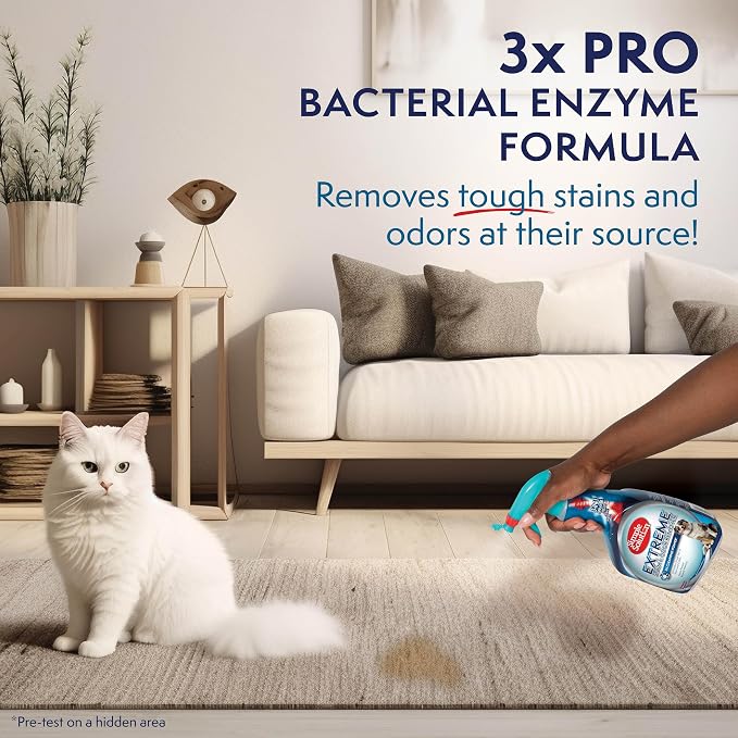 Simple Solution Extreme Pet Stain and Odor Eliminator Spray, Pee Stain Remover, Enzyme Cleaner, 3X Pro-Bacteria Cleaning Power, Dog Odor Remover, 32 oz