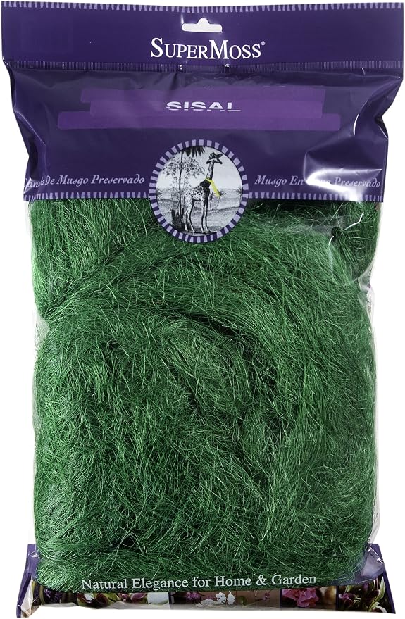 SuperMoss (29917 Natural Sisal Fiber Strands | Decorative Basket Filler, Gift Box Shred, Craft Twine & Vase Decor | Perfect for Cat Toys, Indoor Plants, and Floral Arrangements, 200 Cu in, Forest