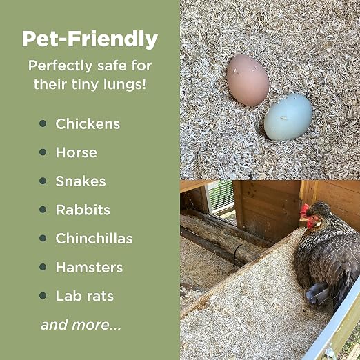 Hemp Chicken and Animal Bedding 8 Lbs of Natural Ground Hurds - Super Absorbent- DUST Free- for Your Chickens, Horse, Rabbit, Reptile, Hamster, Cage Coop or CAT Litter - USA Grown - Carbon Negative