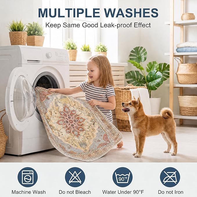 Washable Pee Pads for Dogs,Great Urine Absorbent Reusable Puppy Training Pads,Waterproof,Leak-Proof & Non-Slip Potty Pads for Whelping,Crate,Playpen,Bed.(Orange Amber Floral,36"x36")