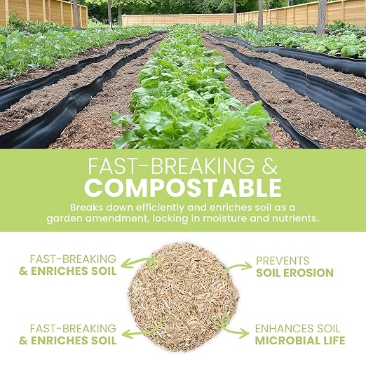 Garden Bed Organic Soil Conditioner - Hemp HURD Garden Mulch - Eco Friendly Potting Soil Aid - Moisture Retaining - Weed Suppressor - Perfect for Flowers & Vegetables - Grown in The US - 10 lbs.