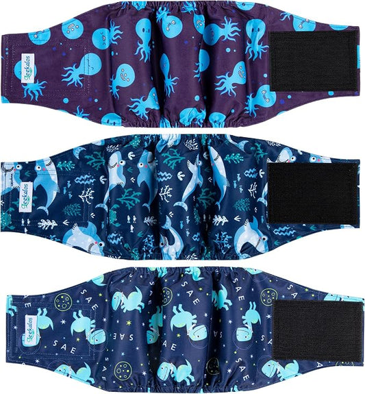 Leekalos Male Dog Diapers (3 Pack), High Absorbing Dog Belly Bands for Male Dogs, Washable Reusable Dog Males Wraps (Small)