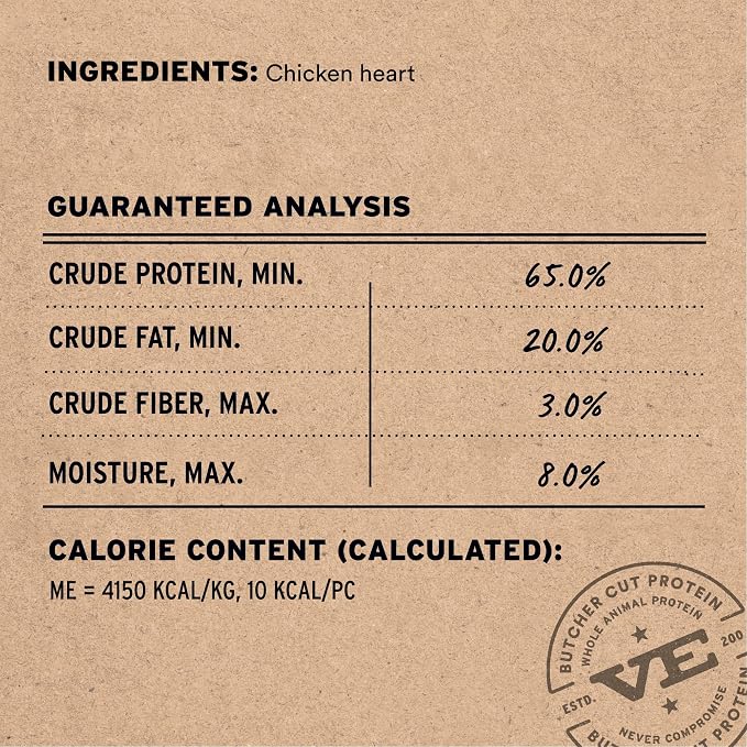 Vital Essentials Freeze Dried Raw Chicken Hearts Cat Treats | Single Ingredient | Premium Quality | Grain Free, Healthy Treats for Cats, 2.75 oz Bag