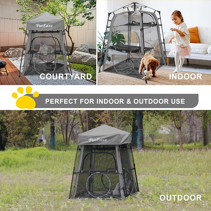 Cat Tower Tent,Outdoor Patio Cat Enclosures with Breathable Mesh,Indoor Playpen Portable Exercise Tent