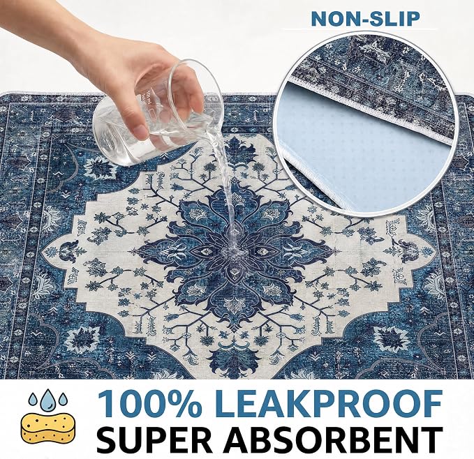 Washable Guinea Pig Pee Pads,Absorbent Reusable Guinea Pig Cage Liners,Waterproof,Leak-Proof & Non-Slip Potty Pads for Small Animals Rabbit Hamster Rat.(Dark Navy Floral,24"x48")