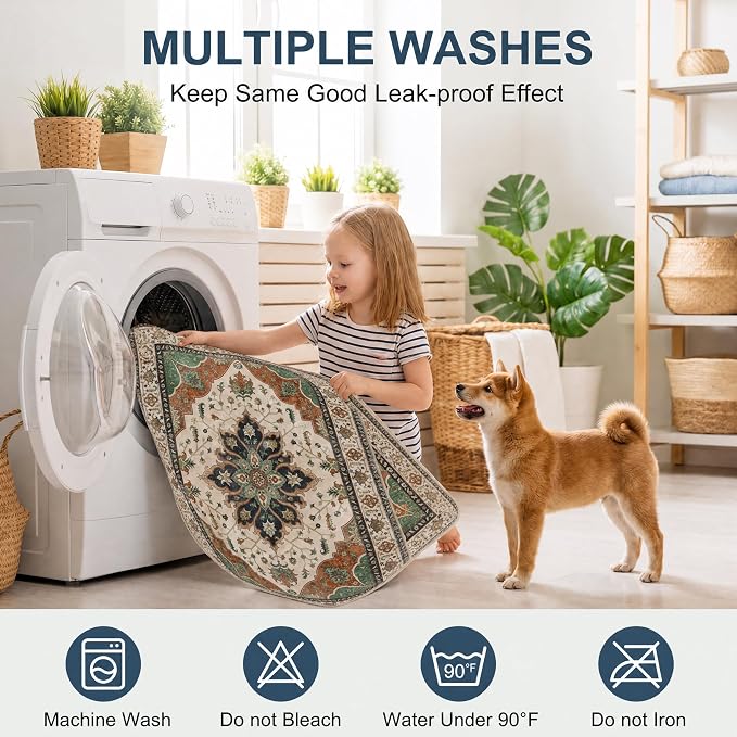 Washable Pee Pads for Dogs,Great Urine Absorbent Reusable Puppy Training Pads,Waterproof,Leak-Proof & Non-Slip Potty Pads for Whelping,Crate,Playpen,Bed.(Dark Teal Floral,18"x24")