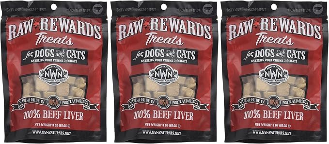 (3 Pack) Northwest Naturals Raw Rewards Freeze Dried Liver Treats, Beef, 3 Ounces Each