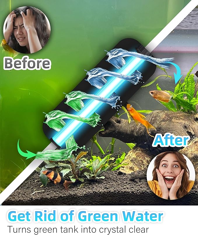 Aquarium Filter U-Very Suitable for 40-200 Gallon Tank, 400GPH Fish Tank Filters for Green Control, Internal Submersible Pump for Turtle Tank, Small Pond, Pool Filter, Cold Plunge Ice Bath Hot Tub