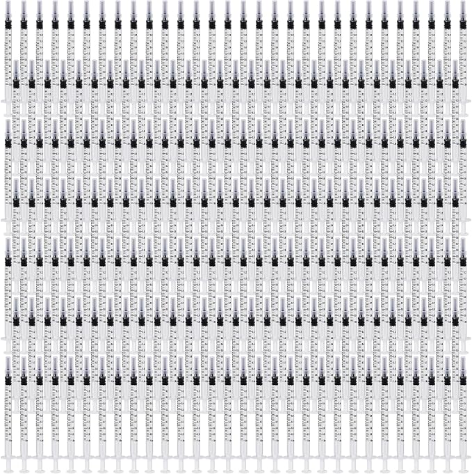 300 PCS 1ml Syringe Bulk with Cap,1cc Plastic Small Syringes with Cover, Liquid Measuring Syringe, Syringes Tools for Scientific Labs, Feeding Small Pets, Oil or Glue Applicator-Individually Sealed