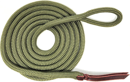 Double Braid Lead Rope with Eye Splice Loop, 12-14FT Lengths (Olive Green, 14 ft.)