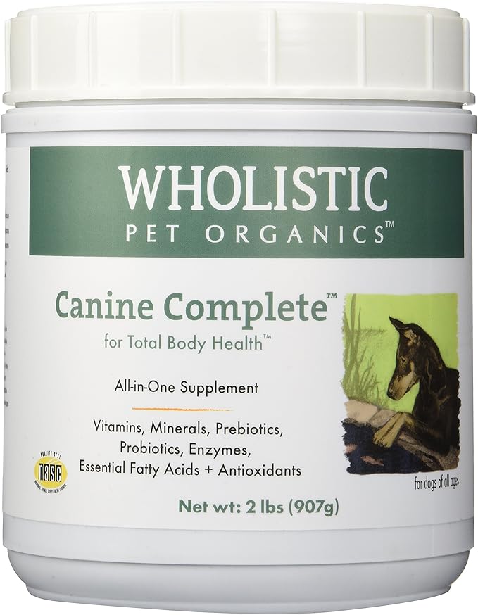 Wholistic Pet Organics Canine Complete - Dog Multivitamin Powder - 2 Lb - Daily Dog Vitamins and Supplements for Homemade Food - Immune System, Skin, Coat & Overall Health - All Breeds - 90 Scoops