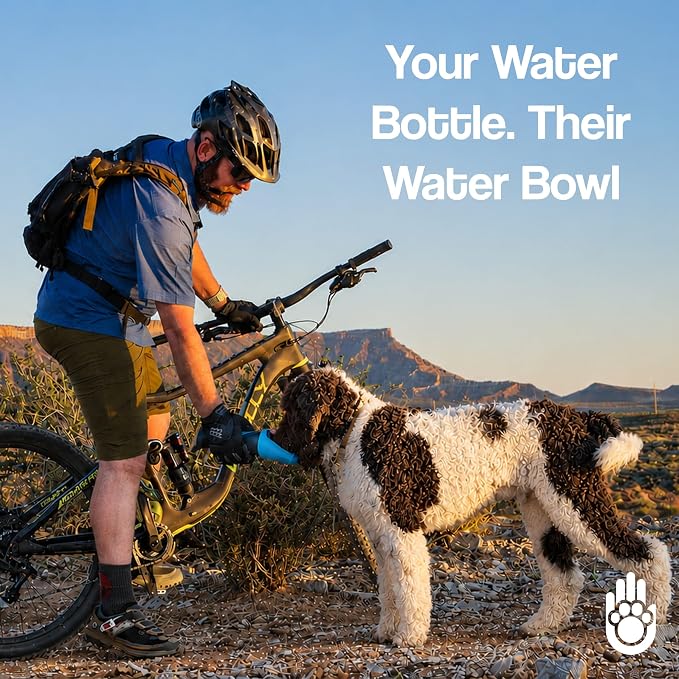 Dog Water Bottle with Bowl | Shared Hydration Bottle for Dog & Human | Leakproof, Portable for Walking, Hiking & Travel | 24 oz BPA-Free | (Blue)