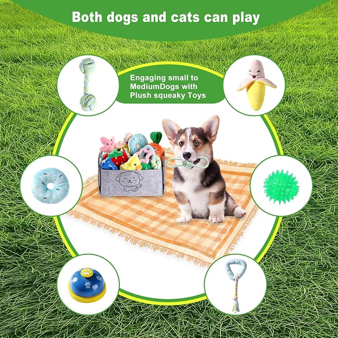 Dog Toy Set, 24 Pack Puppy Teething and Rope Chew Toys with Storage Box, for Small and Medium Dogs