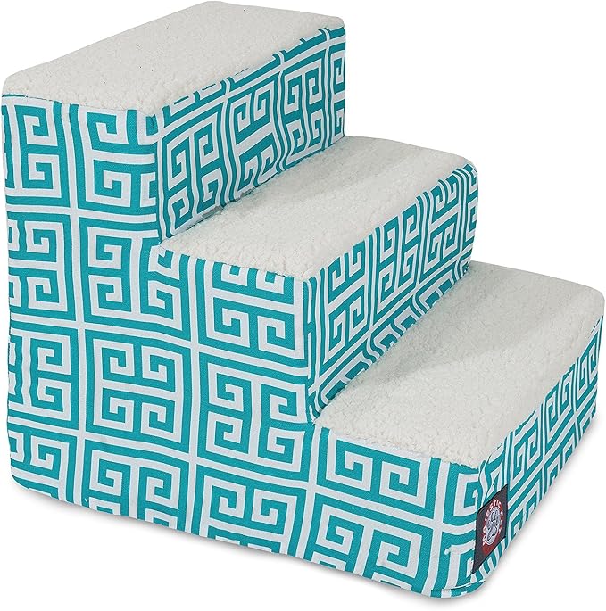 Majestic Pet Portable Pet Stairs | Soft Sherpa Steps Foam Feeling | Steps for Dogs & Cats | Dog & Cat Ramp | Perfect for Bed & Sofa | Indoor Only | Max Weight: up to 250 Lbs, 3 Step, Towers Teal
