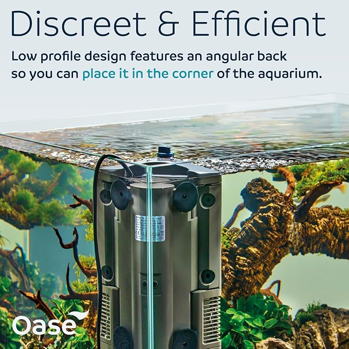 Oase BioPlus Thermo 50 Compact Internal Filter for Clean & Clear Aquarium Water – Easy Maintenance, Discreet Corner Mount, Integrated Heater, for Freshwater Tanks up to 15 Gallons