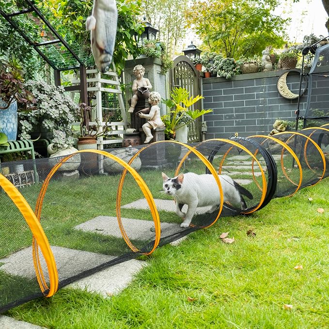Cat Play Tunnel-for Indoor and Outdoor, Cat Play House, Cat Enclosures Easy to Connect with Two Zipper Doors,Product Size 67'' x 18'',2pcs /Set,Orange 2 Packs
