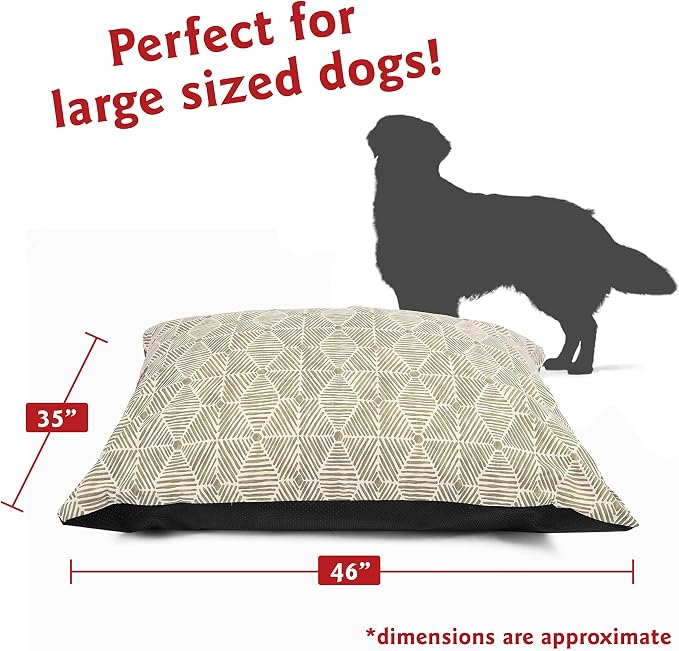 Majestic Pet Rectangle Large Dog Bed Washable – Non Slip Comfy Pet Bed – Dog Crate Bed Super Value Pillow Dog Bed – Dog Kennel Bed for Sleeping - Dog Bed Large Breed 46 x 35 Inch – Charlie Beige
