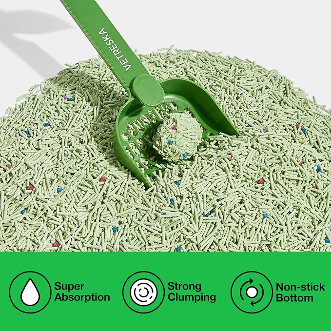 VETRESKA Tofu Cat Litter, Natural Kitty Litter Strong Clumping Flushable Cat Litter Pellets Ultra Absorbent, Odor Control, Dust-Free, Low Tracking Eco-Friendly Tofu Litter, Greentea(5.5lb×4bags)