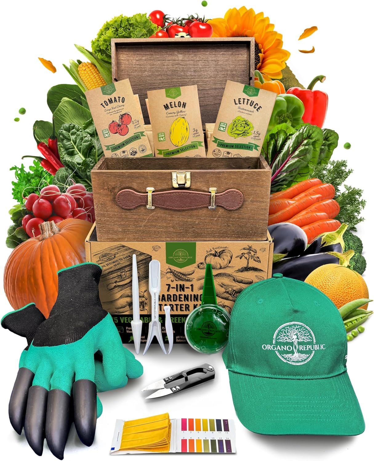 75 Vegetable & Greens Seeds Variety Pack, Garden Seed Starter Kit - Over 44,700 Non-GMO Heirloom Seeds for Planting Vegetables and Greens, Gift Seed Box with Gardening Supplies, Survival Kit