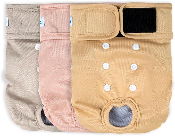 Leekalos Reusable Washable Dog Diapers Female (3 Pack) - Highly Absorbent Doggie Diapers - Size Adjustable Puppy Diapers for Dog Period Panties (Medium)