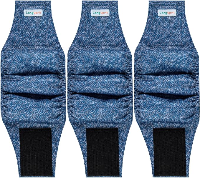 Langsprit Male Belly Bands for Dogs (Pack of 3) - Dog Diapers Male - High Absorbing Dog Wraps Washable - Reusable Small Doggy Doggie Puppy Dog Diapers Jeans M