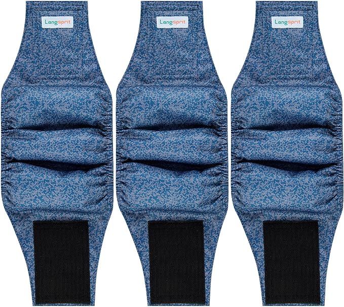 Langsprit Male Belly Bands for Dogs (Pack of 3) - Dog Diapers Male - High Absorbing Dog Wraps Washable - Reusable Small Doggy Doggie Puppy Dog Diapers Jeans L
