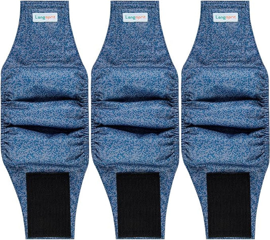 Langsprit Male Belly Bands for Dogs (Pack of 3) - Dog Diapers Male - High Absorbing Dog Wraps Washable - Reusable Small Doggy Doggie Puppy Dog Diapers Jeans L