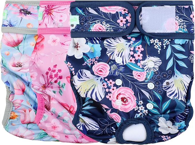 wegreeco Washable Reusable Premium Dog Diapers,Pack of 3,Small Dog Puppy & Doggy Diapers Female,Dog Period Panties Diapers Female in Heat