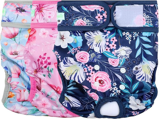 wegreeco Washable Reusable Premium Dog Diapers,Pack of 3,Small Dog Puppy & Doggy Diapers Female,Dog Period Panties Diapers Female in Heat