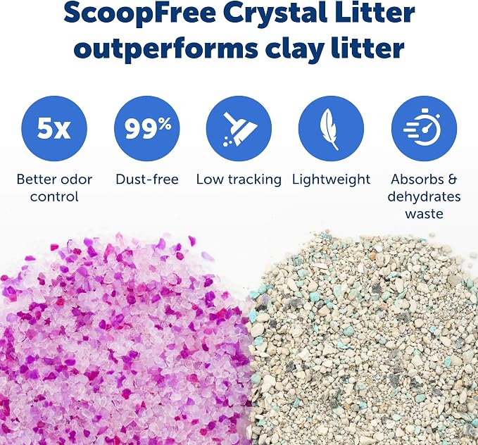 PetSafe ScoopFree Self-Cleaning Cat Litter Box Tray Refills with Lavendar Non-Clumping Crystals, 6-Pack
