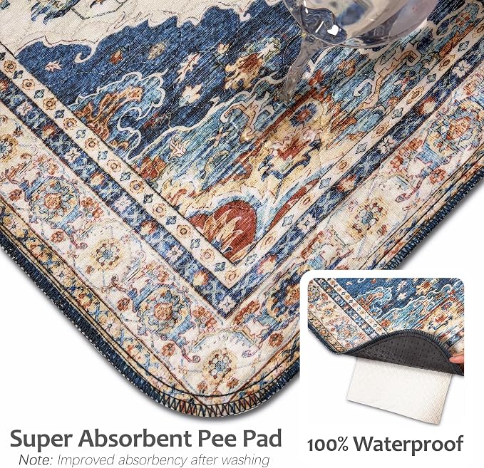 Washable Pee Pads for Dogs, Reusable Puppy Potty Training Pads, Ultra-Absorbent Thick Waterproof Leak-Proof Non-Slip Pads & Mat for Crate, Playpen, Floor, Whelping & Housebreaking , 1 Pack 72"x72"
