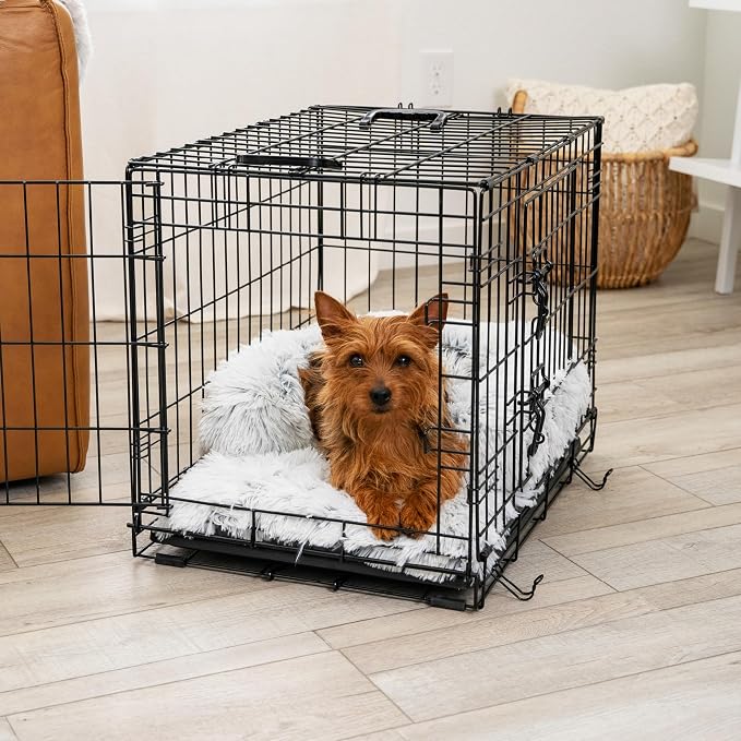 Best Friends by Sheri Nap Mat Dog Bed with Bolster - Washable Crate Pad, Removable Cover, Frost, Small, 22x15
