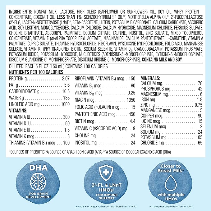 Amazon Brand - Mama Bear Advantage Premium Baby Formula Powder, 2'-FL HMO, LNnT HMOs for Immune Support, Non-GMO, 34 oz (Pack of 2)