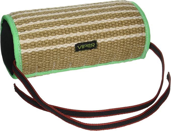 Viper Jute or Synthetic Linen Cylinder Bite Pillow Tug Toy Reward for Adult Dogs and Puppies