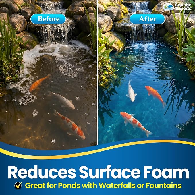 PondBlue Blue Pond Dye & Pond Colorant with De Foaming Action for Garden Ponds, Koi Ponds & Water Gardens, Safe for Pond Fish & Plants, 16.9 fl oz, Aquatic Experts